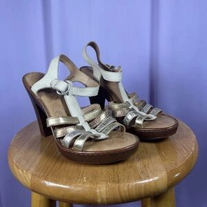 Born Rivera Brown Metallic Platform Leather Sandals Womens Size 7 Y2k Glam Strap
